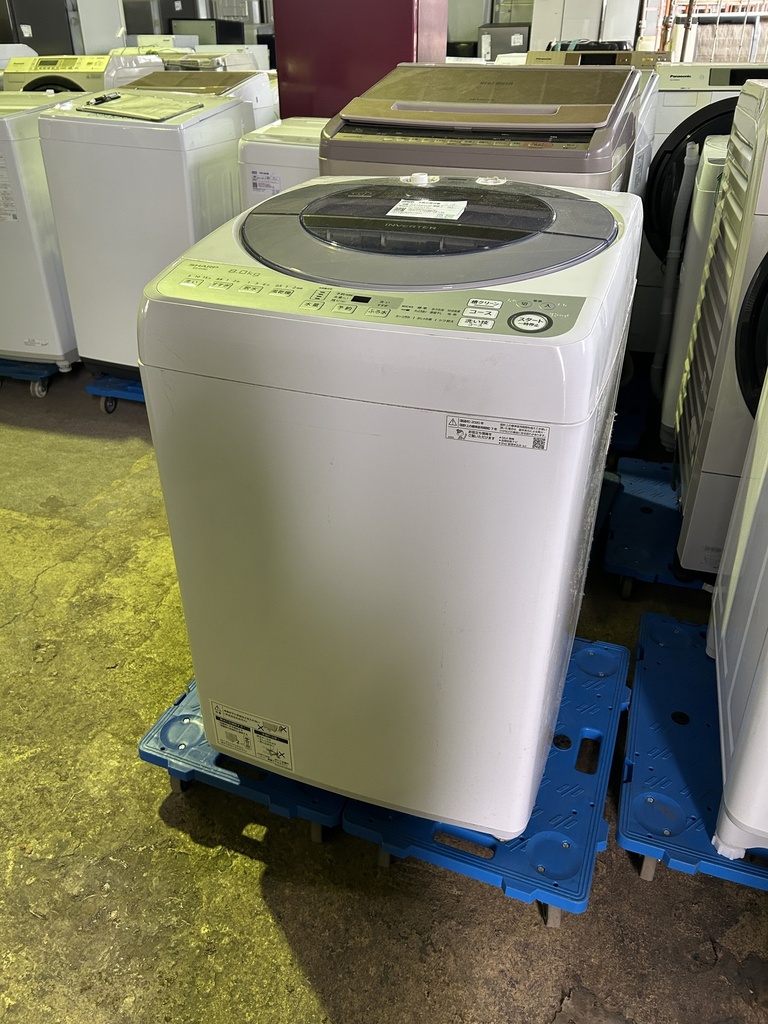 全自動洗濯機 8.0kg シャープ ES-GV8D-S 2020 製造番号:1067701 正常動作  (田中)