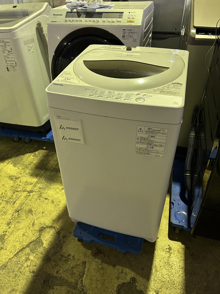 全自動洗濯機 5.0kg 東芝 AW-5G6 2019 製造番号:963964RK 正常動作 (田中) ☆