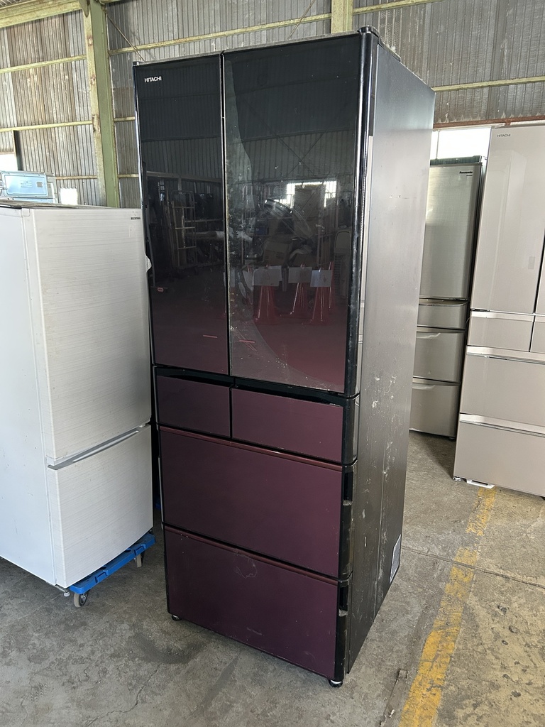 冷蔵庫 6ドア 日立 R-X5200E(ZV) 2014 ガラス面浮き製造番号:007561 正常動作